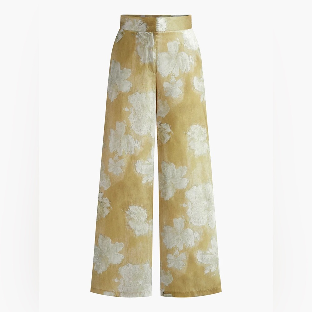 Commense Gold Floral Wide Leg Pants